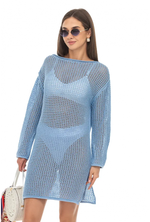  Openwork Summer Dress Light blue