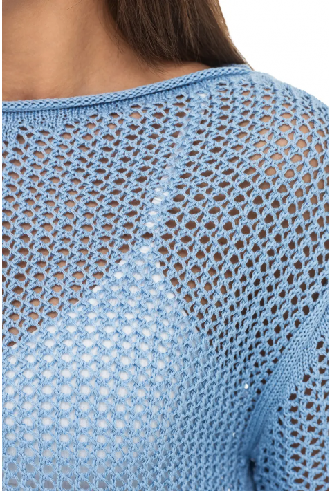  Openwork Summer Dress Light blue