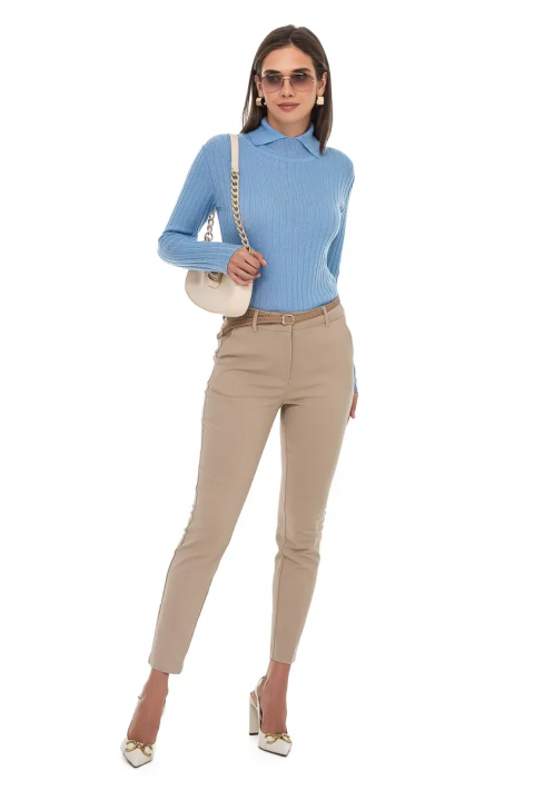 T-neck Knit Jumper Light blue