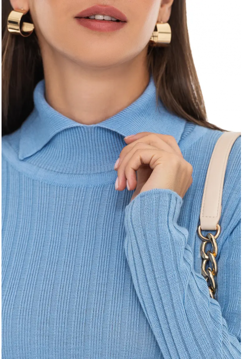 T-neck Knit Jumper Light blue