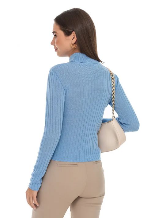 T-neck Knit Jumper Light blue