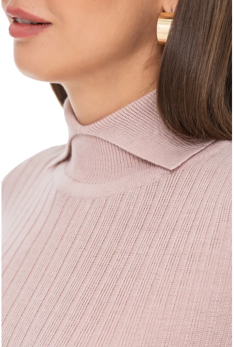 T-neck Knit Jumper Rose