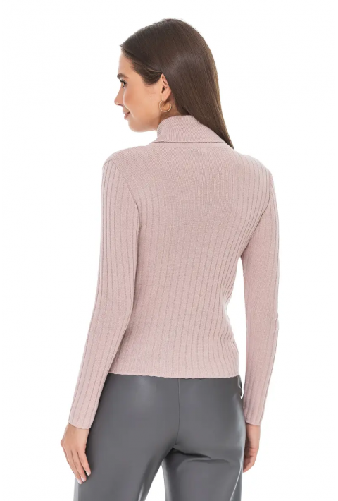 T-neck Knit Jumper Rose
