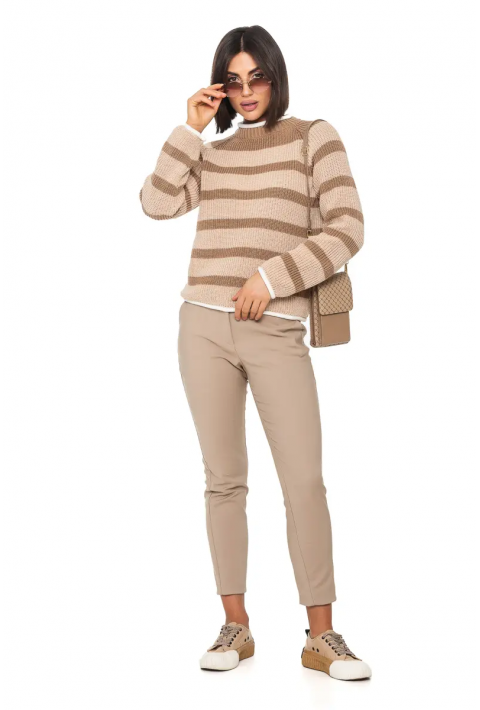 T-neck Knit Jumper Beige