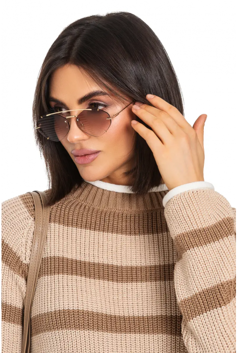 T-neck Knit Jumper Beige
