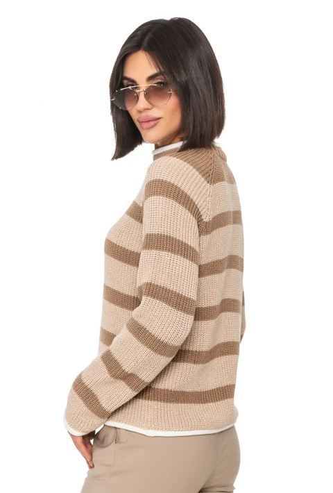 T-neck Knit Jumper Beige