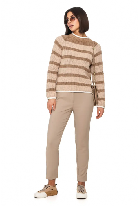 T-neck Knit Jumper Beige