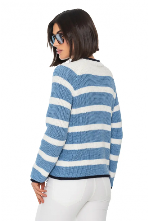 T-neck Knit Jumper Lyseblå