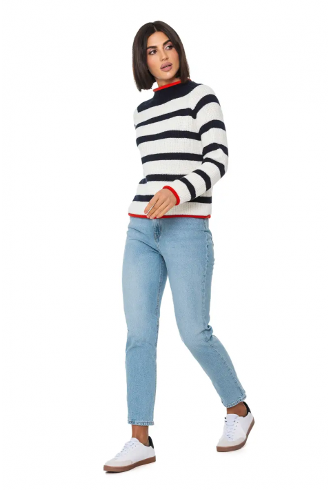 T-neck Knit Jumper Blue