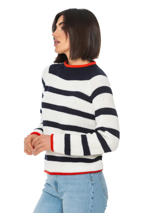 T-neck Knit Jumper Blue