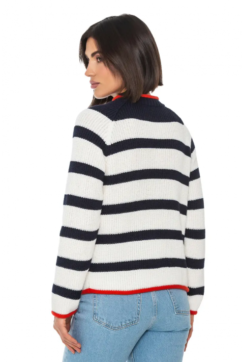 T-neck Knit Jumper Blue