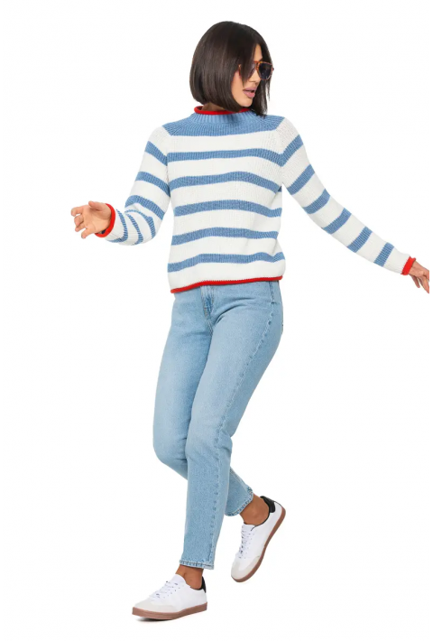T-neck Knit Jumper Creame