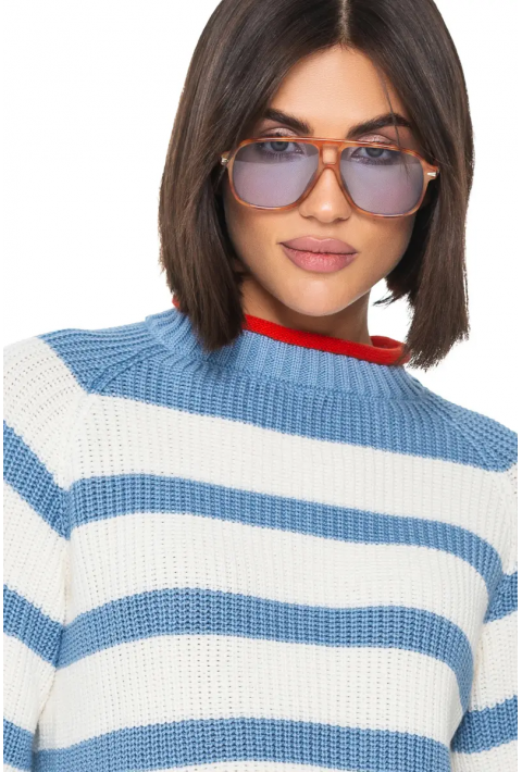 T-neck Knit Jumper Creame