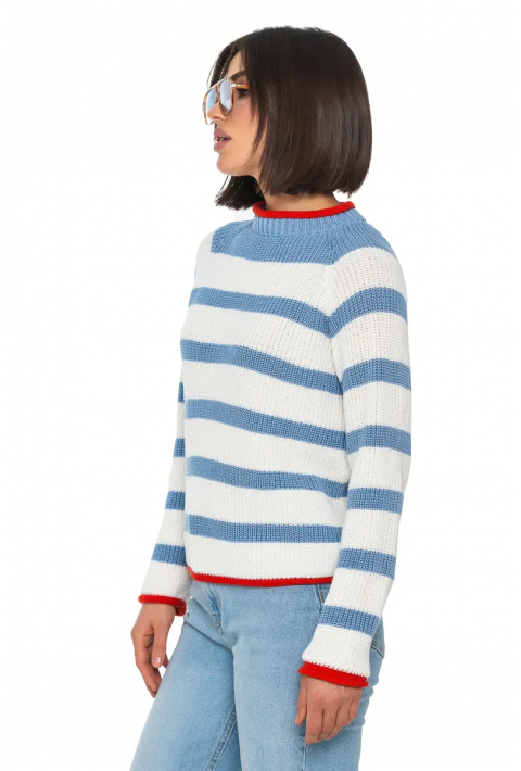 T-neck Knit Jumper Creame