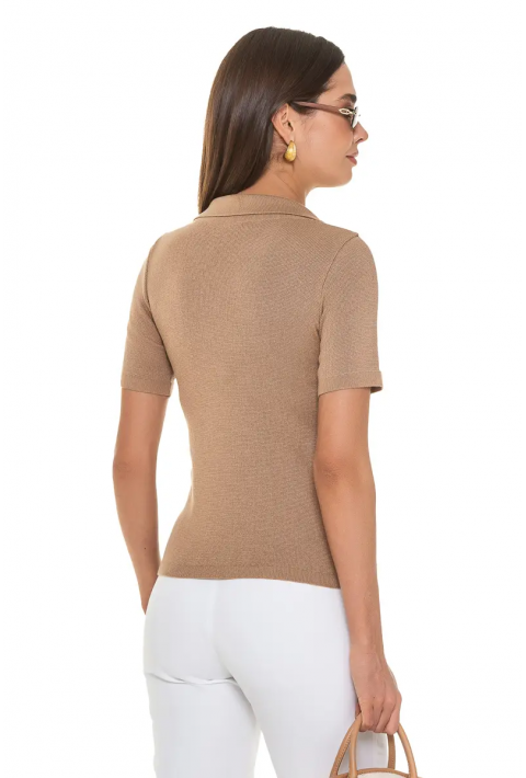 Knit T-Shirt "Polo" Beige