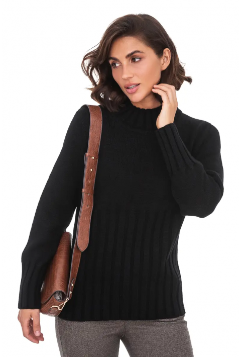 T-neck Knit Jumper Black