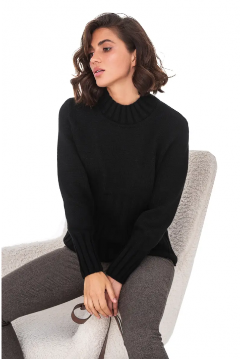 T-neck Knit Jumper Black