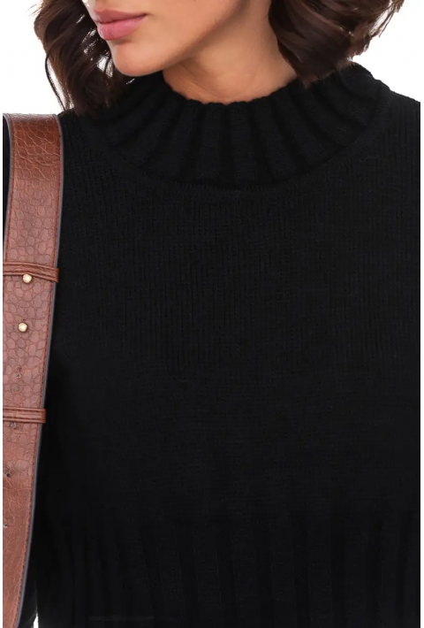 T-neck Knit Jumper Black
