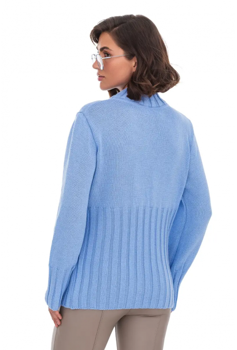 T-neck Knit Jumper Lyseblå