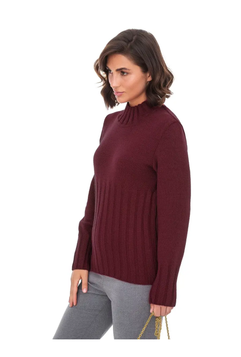 T-neck Knit Jumper Bordeaux