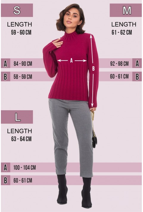 T-neck Knit Jumper Bordeaux