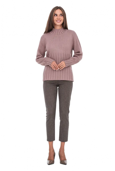 T-neck Knit Jumper Rose