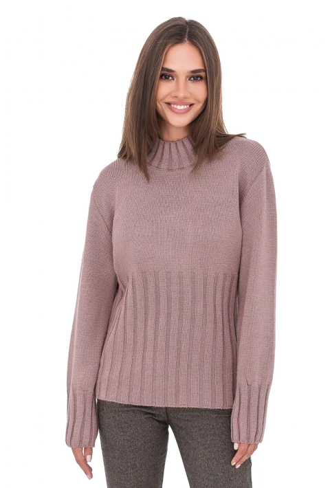 T-neck Knit Jumper Rose
