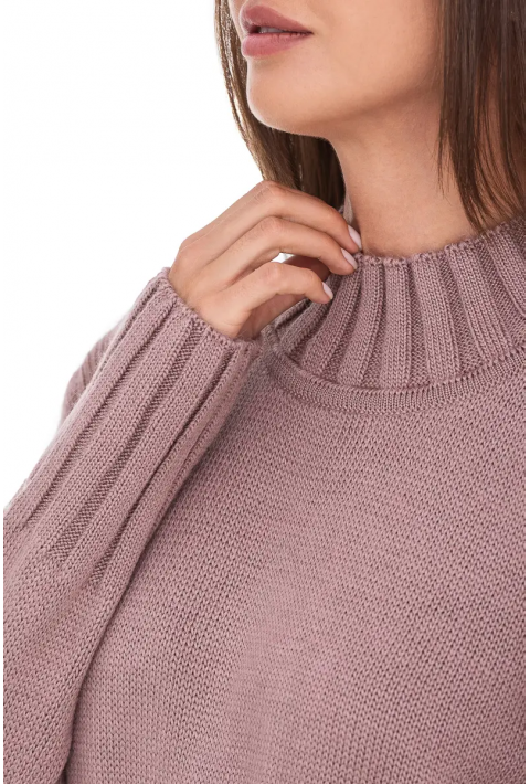 T-neck Knit Jumper Rose