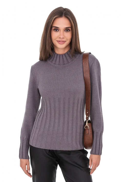 T-neck Knit Jumper Grå