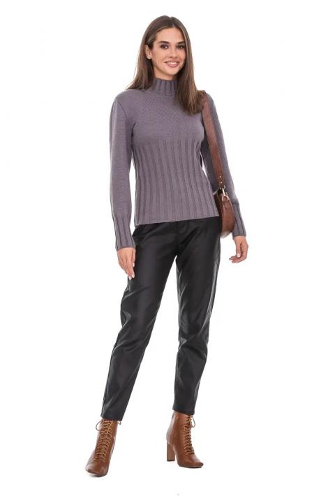 T-neck Knit Jumper Grå