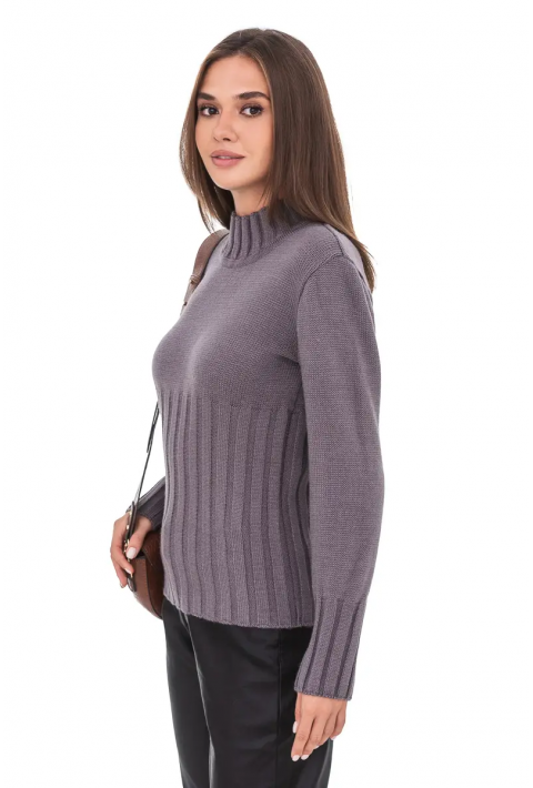 T-neck Knit Jumper Grå