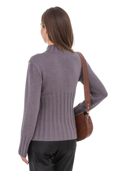 T-neck Knit Jumper Grå