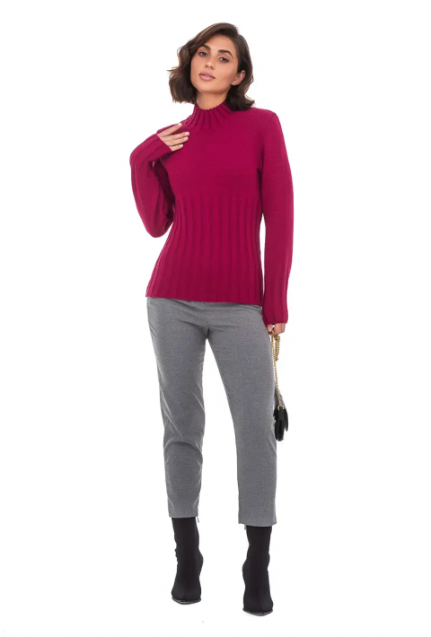 T-neck Knit Jumper Rød