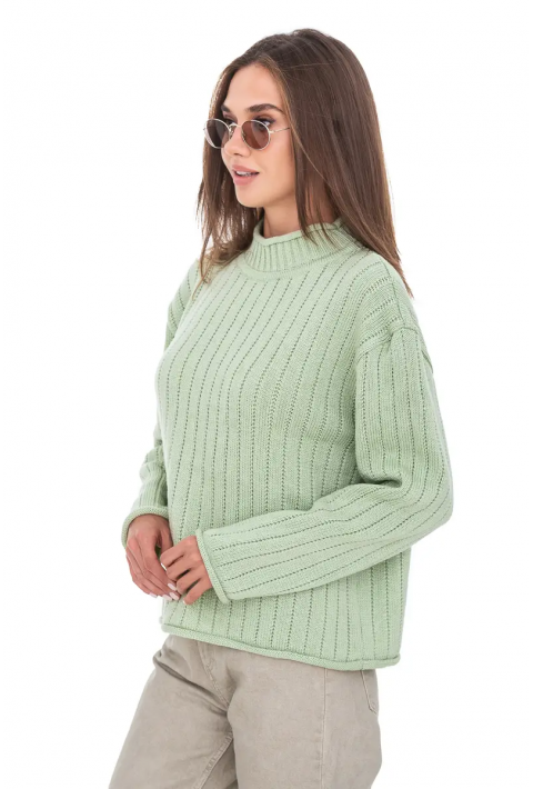 T-neck Knit Jumper Light green