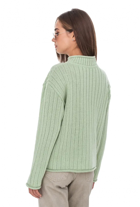 T-neck Knit Jumper Light green