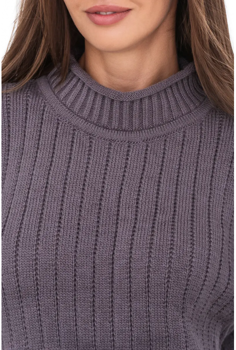 T-neck Knit Jumper Grey