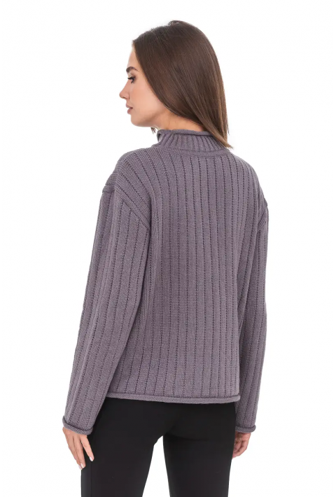 T-neck Knit Jumper Grey