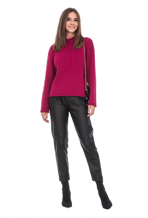 T-neck Knit Jumper Red