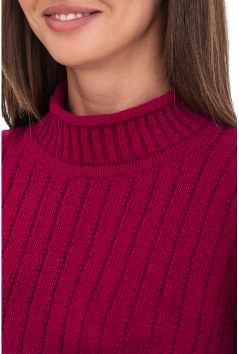 T-neck Knit Jumper Red