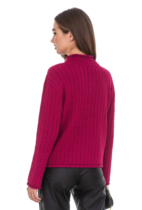T-neck Knit Jumper Red