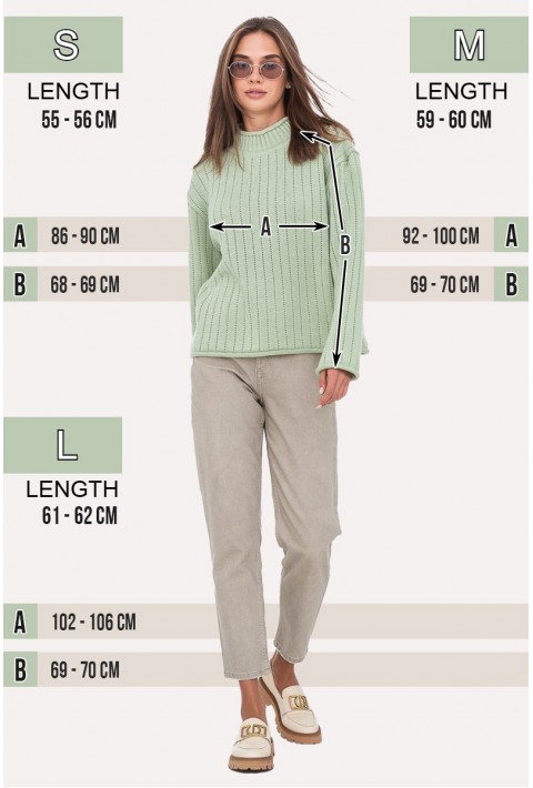 T-neck Knit Jumper Grey
