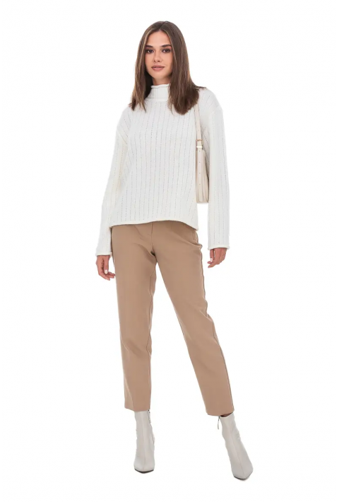 T-neck Knit Jumper Cream