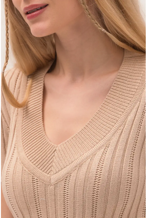 Knit T-Shirt  Beige