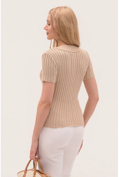 Knit T-Shirt  Beige