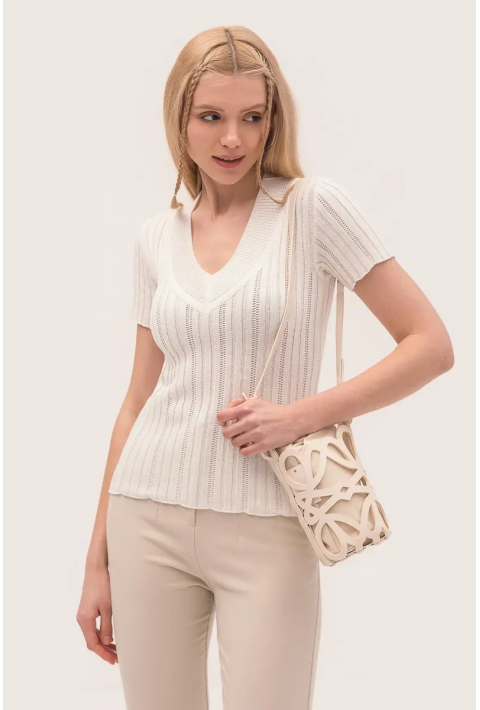Knit T-Shirt  Cream