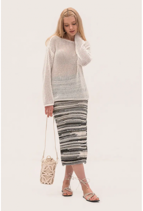 Openwork Knit Sweater Eco Colletion Cream