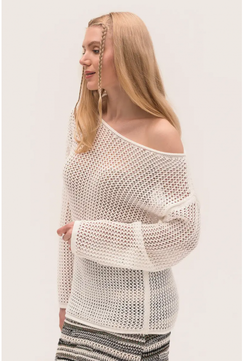 Openwork Knit Sweater Eco Colletion Cream