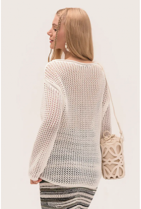 Openwork Knit Sweater Eco Colletion Cream