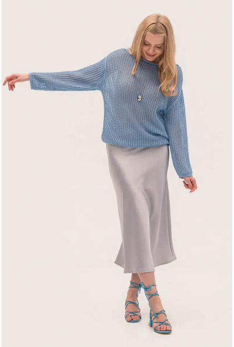 Openwork Knit Sweater Eco Colletion Lyseblå