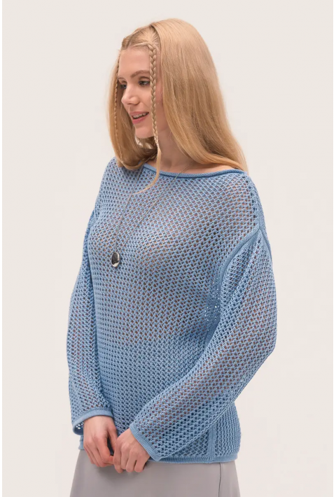 Openwork Knit Sweater Eco Colletion Lyseblå
